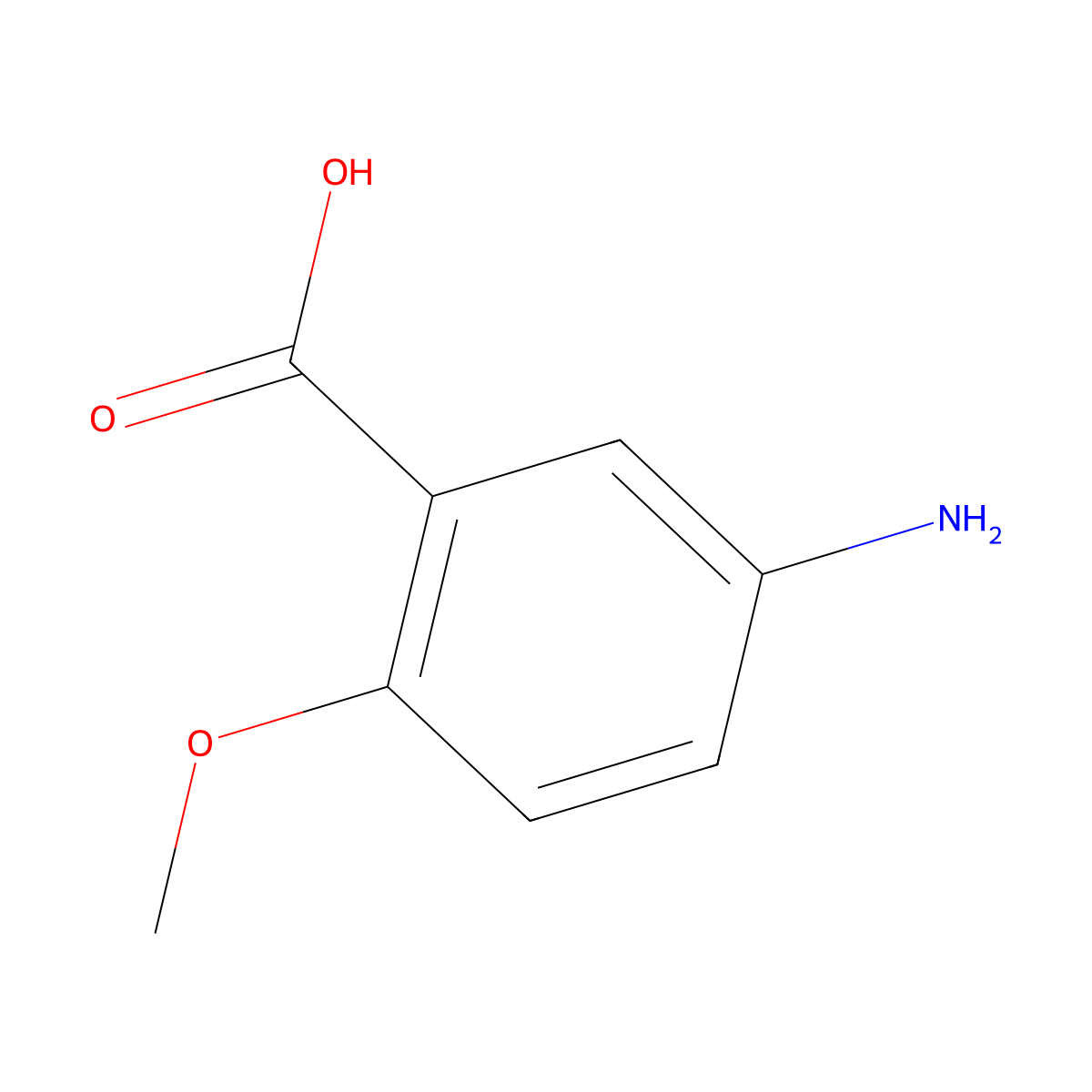 5-Amino-2-methoxybenzoic acid molecular structure, CAS 3403-47-2