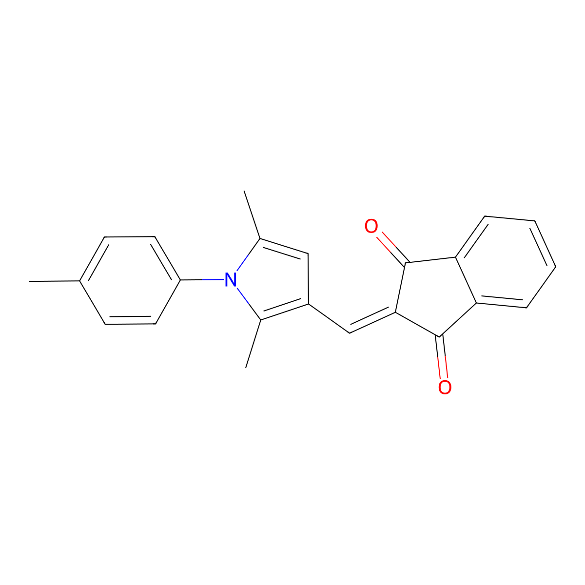 2-[[2,5-Dimethyl-1-(4-methylphenyl)pyrrol-3-yl]methylidene]indene-1,3-dione molecular structure, CAS 340305-03-5