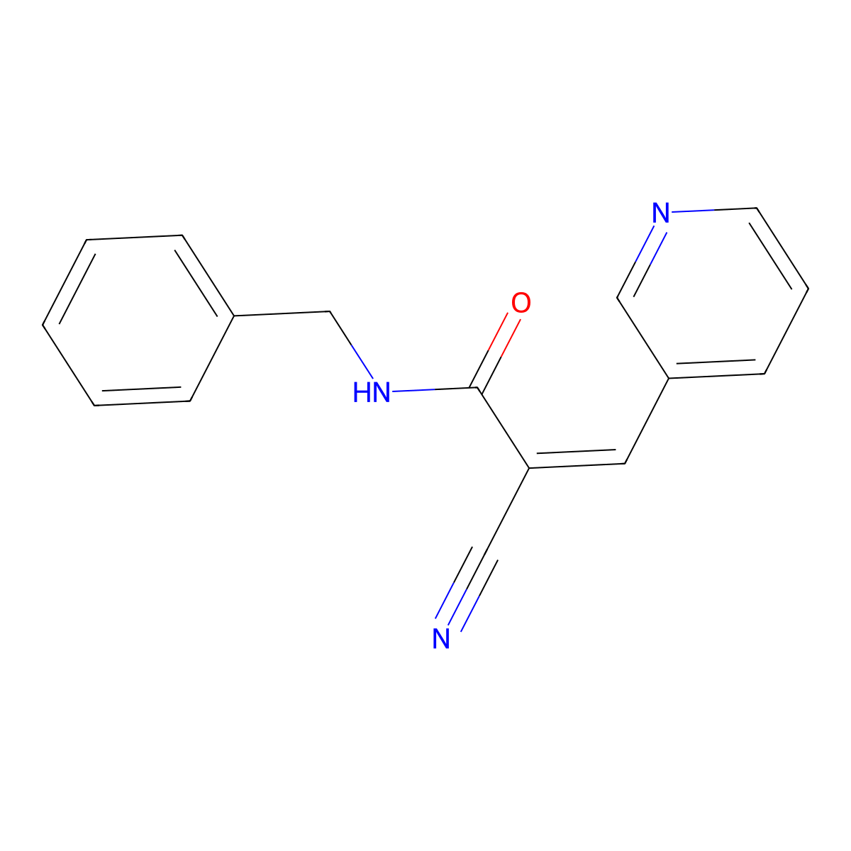N-benzyl-2-cyano-3-pyridin-3-ylprop-2-enamide molecular structure, CAS 340305-93-3