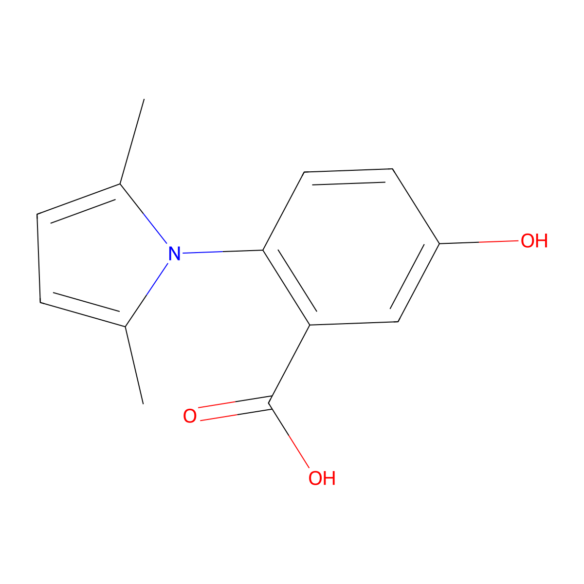 2-(2,5-dimethyl-1H-pyrrol-1-yl)-5-hydroxybenzoic acid molecular structure, CAS 340309-41-3