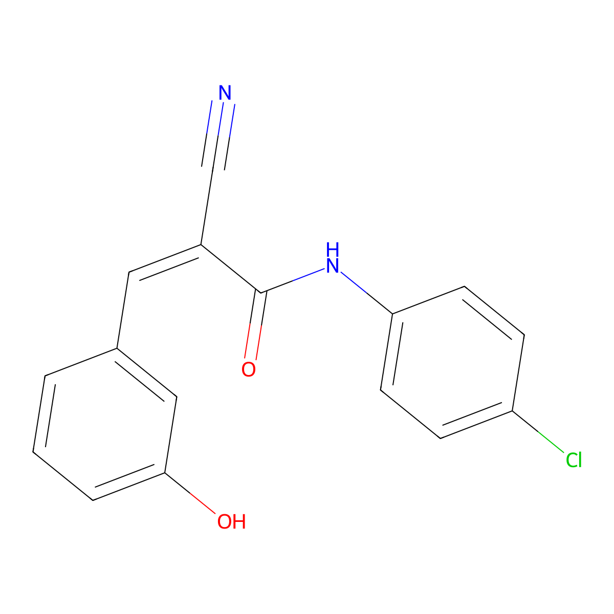 (2Z)-N-(4-chlorophenyl)-2-cyano-3-(3-hydroxyphenyl)prop-2-enamide molecular structure, CAS 340315-62-0