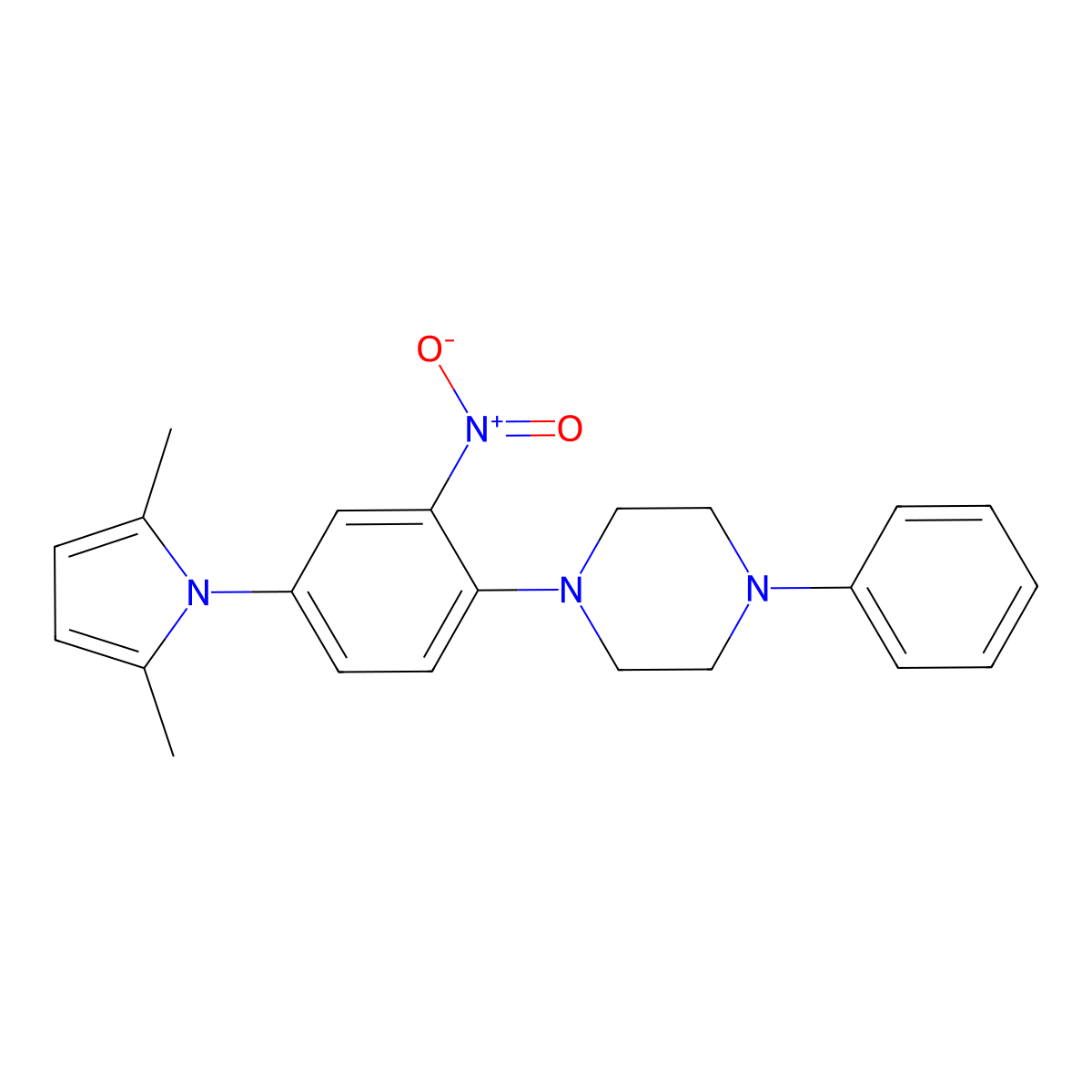 1-[4-(2,5-Dimethylpyrrol-1-yl)-2-nitrophenyl]-4-phenylpiperazine molecular structure, CAS 340318-96-9