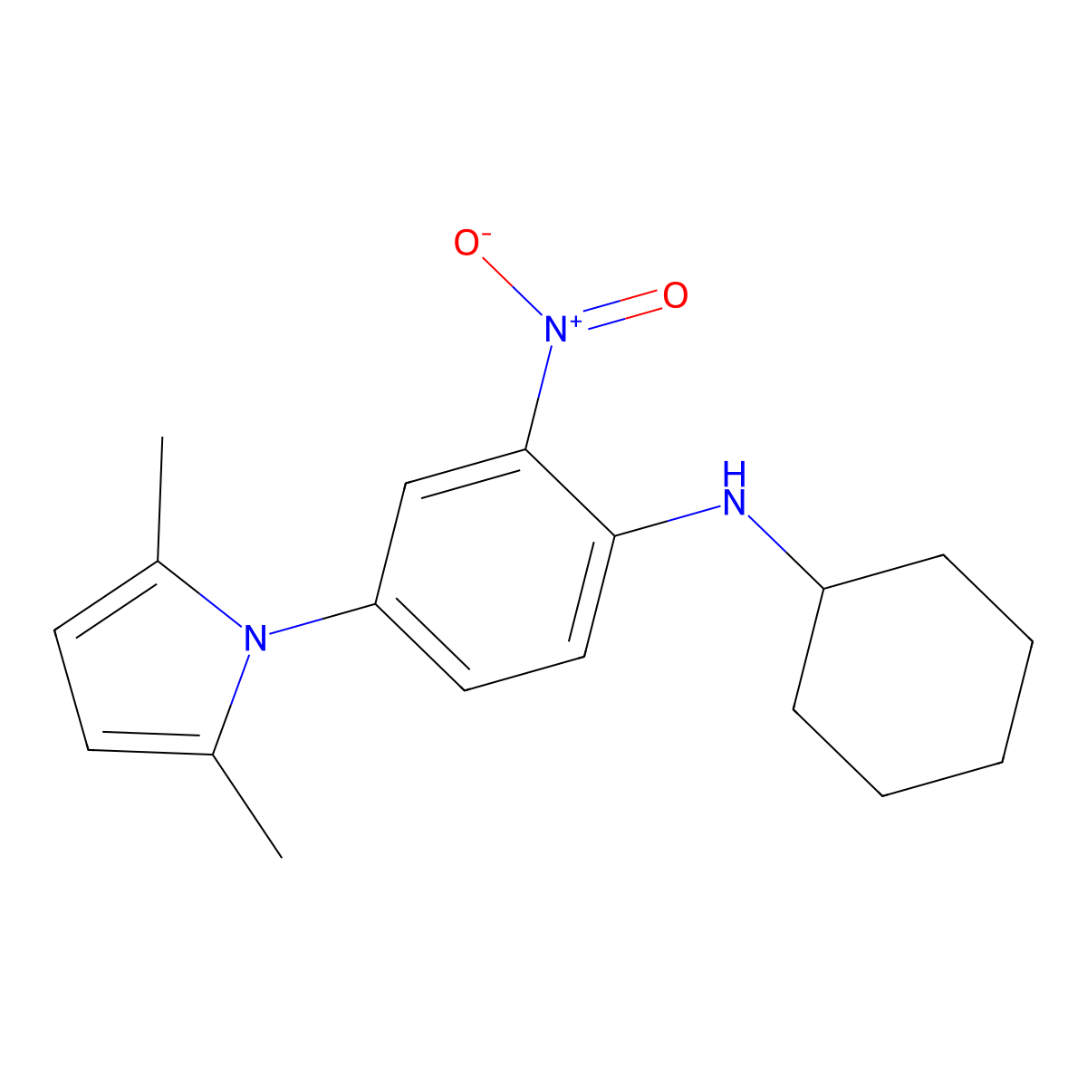 N-cyclohexyl-4-(2,5-dimethyl-1H-pyrrol-1-yl)-2-nitroaniline molecular structure, CAS 340318-97-0