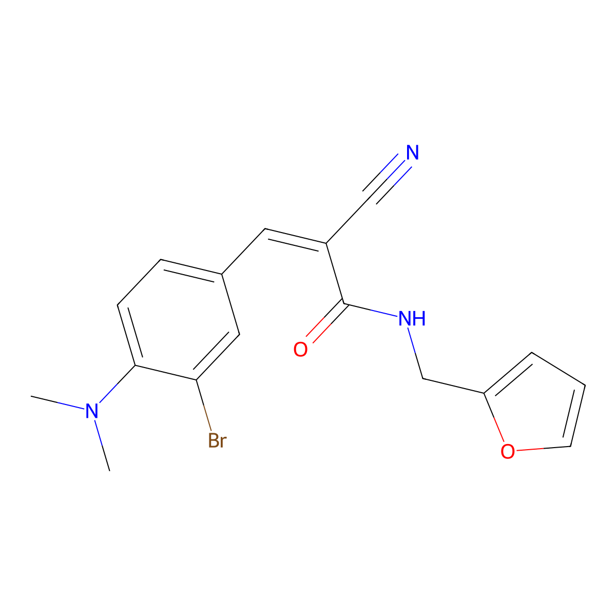 3-[3-Bromo-4-(dimethylamino)phenyl]-2-cyano-N-(2-furanylmethyl)-2-propenamide molecular structure, CAS 340319-22-4