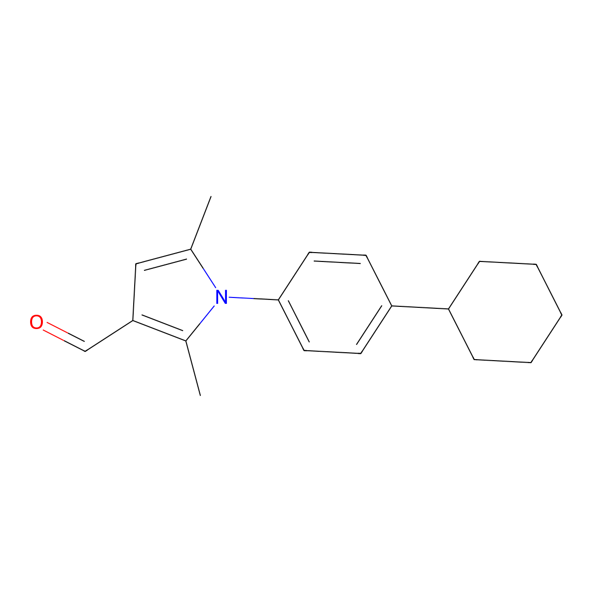 1-(4-cyclohexylphenyl)-2,5-dimethyl-1H-pyrrole-3-carbaldehyde molecular structure, CAS 340319-28-0