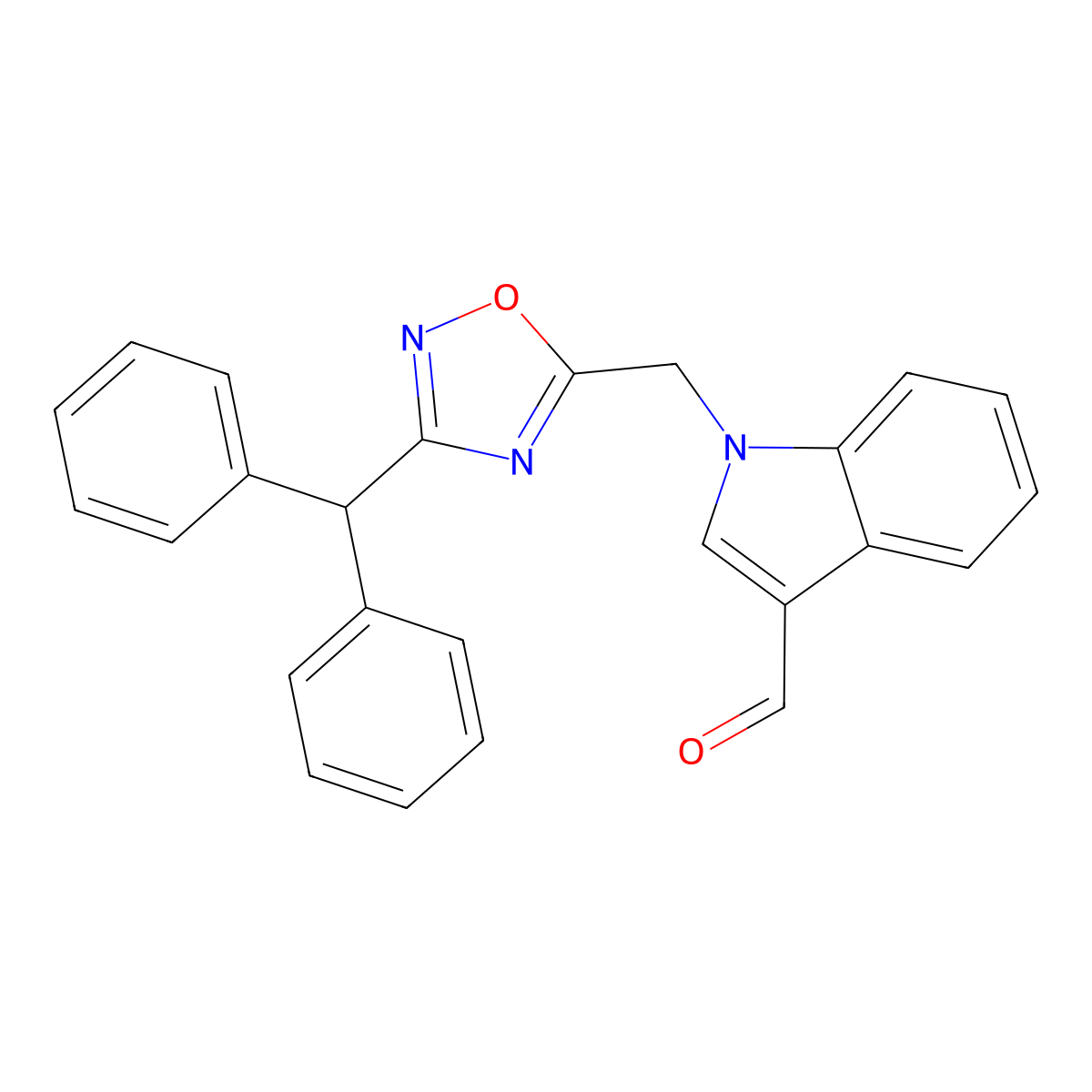 1-{[3-(Diphenylmethyl)-1,2,4-oxadiazol-5-yl]methyl}indole-3-carbaldehyde molecular structure, CAS 340319-30-4