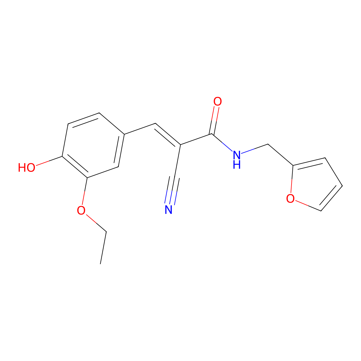 2-Cyano-3-(3-ethoxy-4-hydroxyphenyl)-N-(2-furylmethyl)acrylamide molecular structure, CAS 340319-43-9
