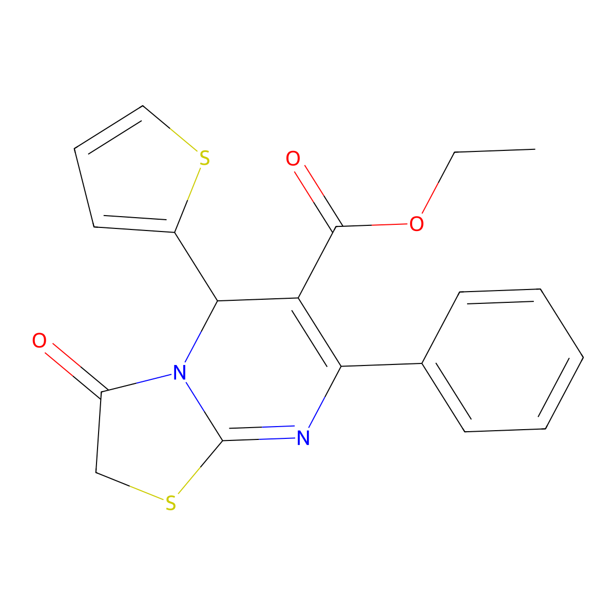 ethyl 3-oxo-7-phenyl-5-(2-thienyl)-2,3-dihydro-5H-[1,3]thiazolo[3,2-a]pyrimidine-6-carboxylate molecular structure, CAS 340319-49-5