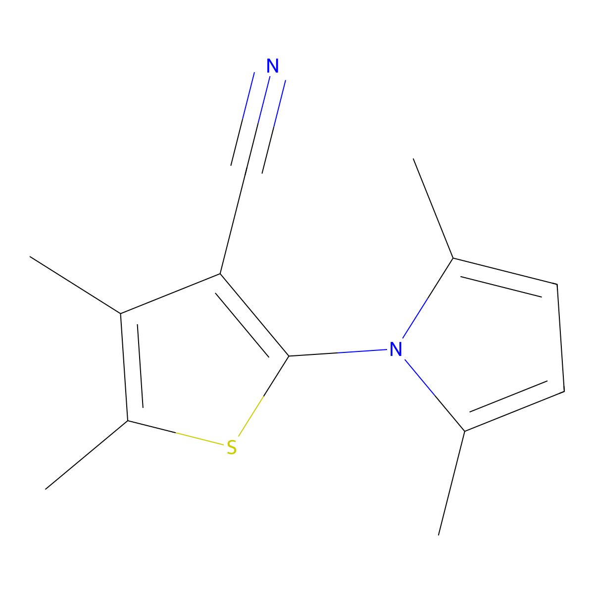 2-(2,5-dimethyl-1H-pyrrol-1-yl)-4,5-dimethyl-3-thiophenecarbonitrile molecular structure, CAS 340319-53-1
