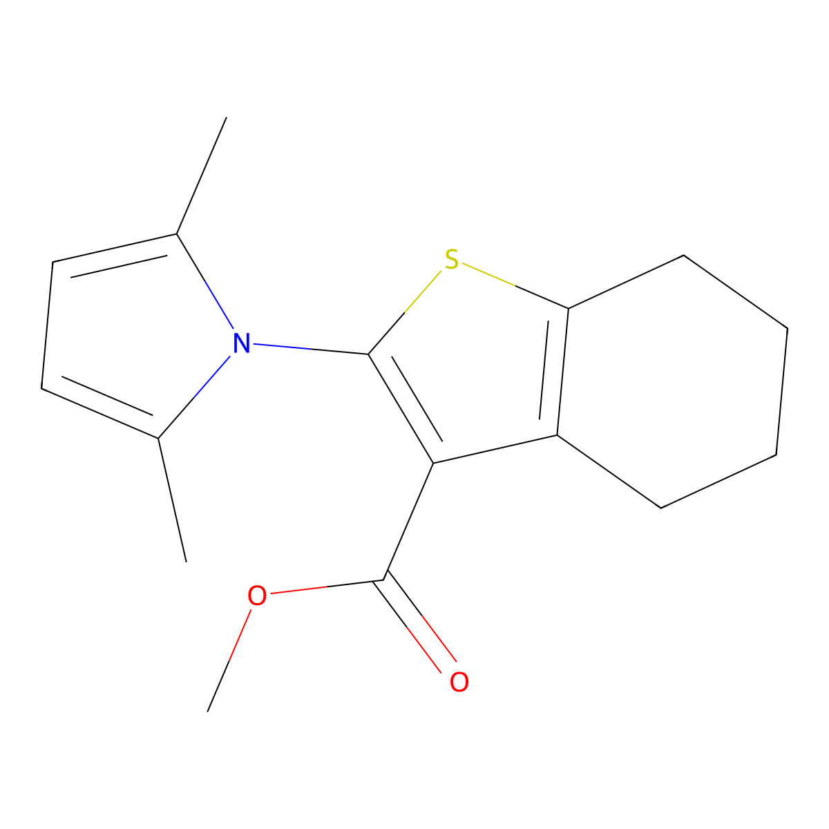 methyl 2-(2,5-dimethyl-1H-pyrrol-1-yl)-4,5,6,7-tetrahydro-1-benzothiophene-3-carboxylate molecular structure, CAS 340319-57-5
