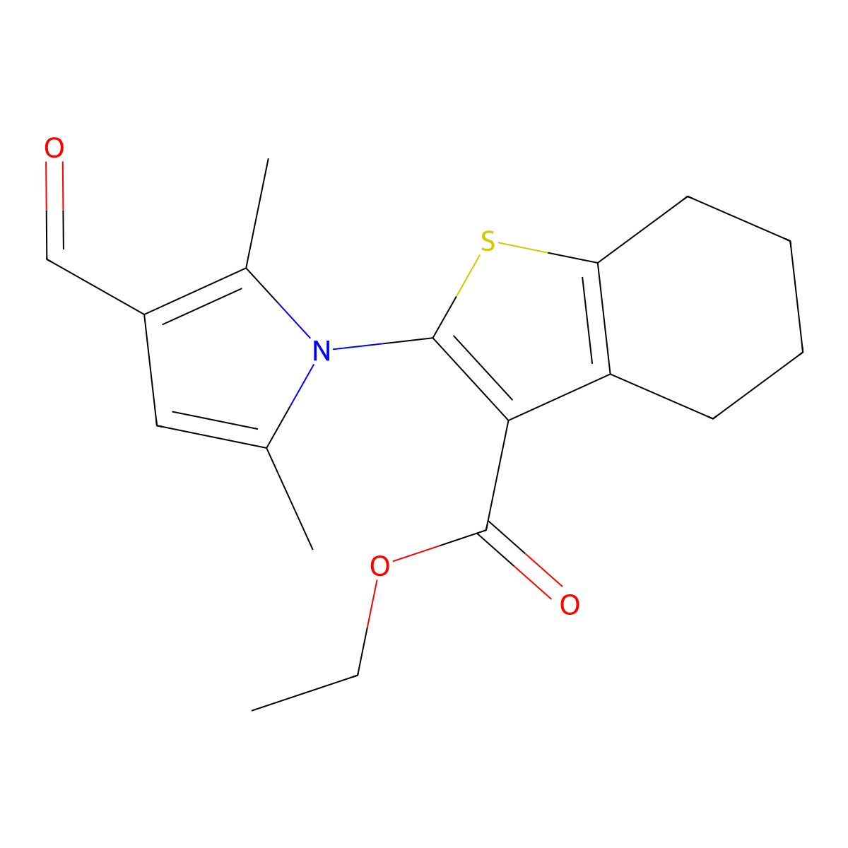 Ethyl 2-(3-formyl-2,5-dimethyl-1H-pyrrol-1-yl)-4,5,6,7-tetrahydrobenzo[b]thiophene-3-carboxylate molecular structure, CAS 340319-61-1