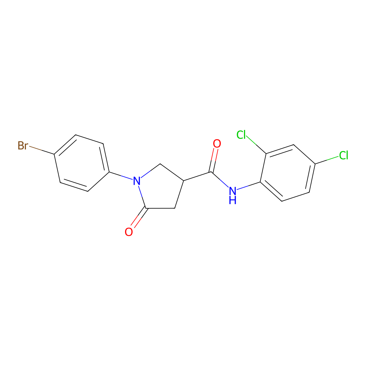 1-(4-bromophenyl)-N-(2,4-dichlorophenyl)-5-oxopyrrolidine-3-carboxamide molecular structure, CAS 340319-98-4