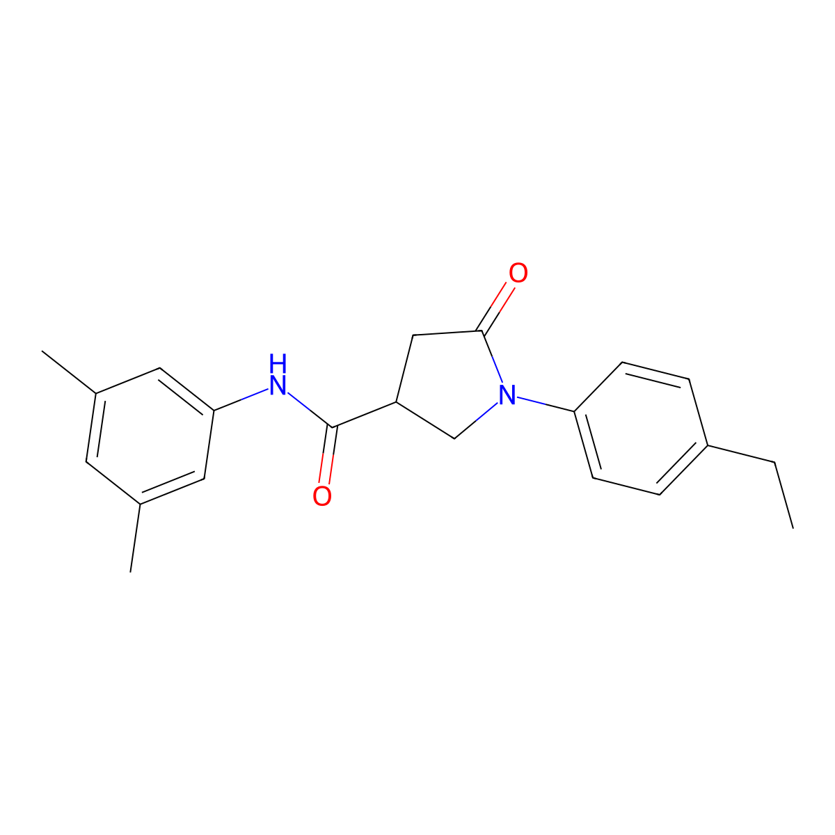 N-(3,5-dimethylphenyl)-1-(4-ethylphenyl)-5-oxopyrrolidine-3-carboxamide molecular structure, CAS 340319-99-5