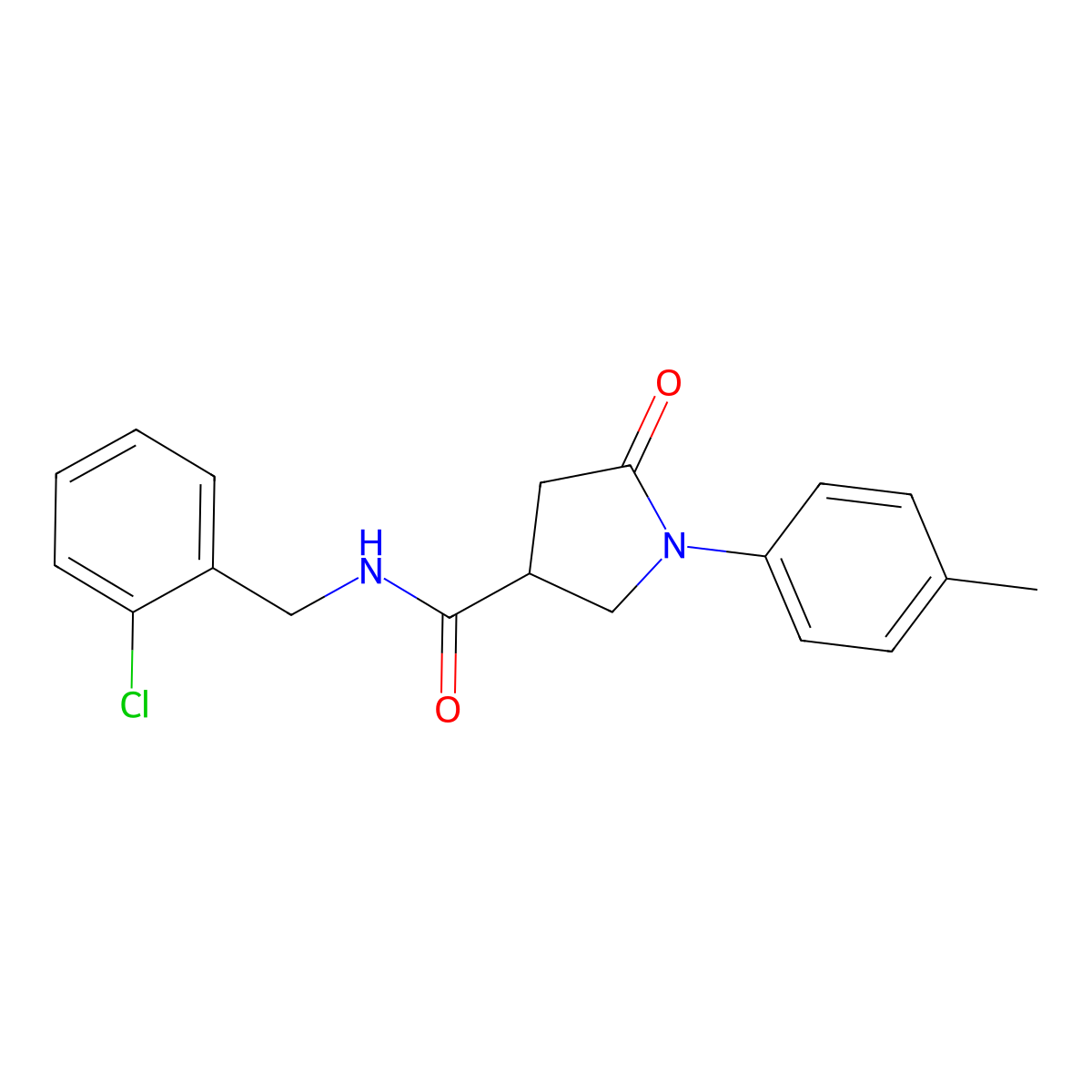 N-[(2-chlorophenyl)methyl]-1-(4-methylphenyl)-5-oxopyrrolidine-3-carboxamide molecular structure, CAS 340320-00-5