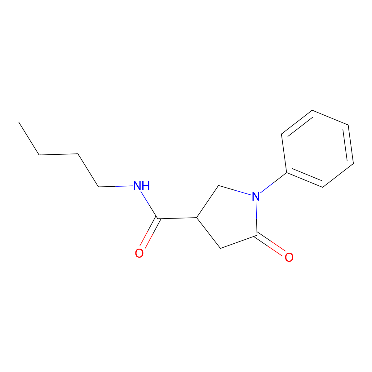 N-butyl-5-oxo-1-phenylpyrrolidine-3-carboxamide molecular structure, CAS 340320-02-7
