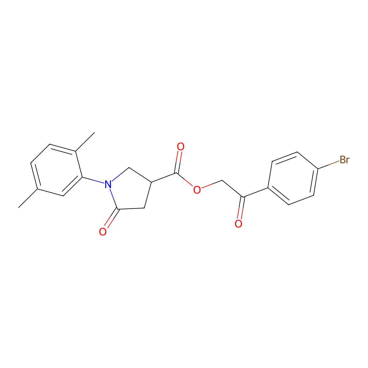 2-(4-Bromophenyl)-2-oxoethyl 1-(2,5-dimethylphenyl)-5-oxo-3-pyrrolidinecarboxylate molecular structure, CAS 340320-10-7