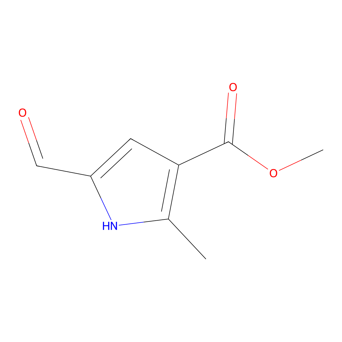 methyl 5-formyl-2-methyl-1H-pyrrole-3-carboxylate molecular structure, CAS 34034-36-1