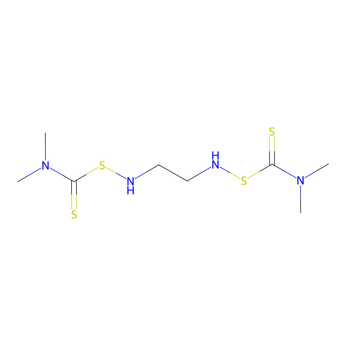 2,7-Dithia-3,6-diazaoctanedithioamide, N,N,N',N'-tetramethyl- molecular structure, CAS 34041-03-7