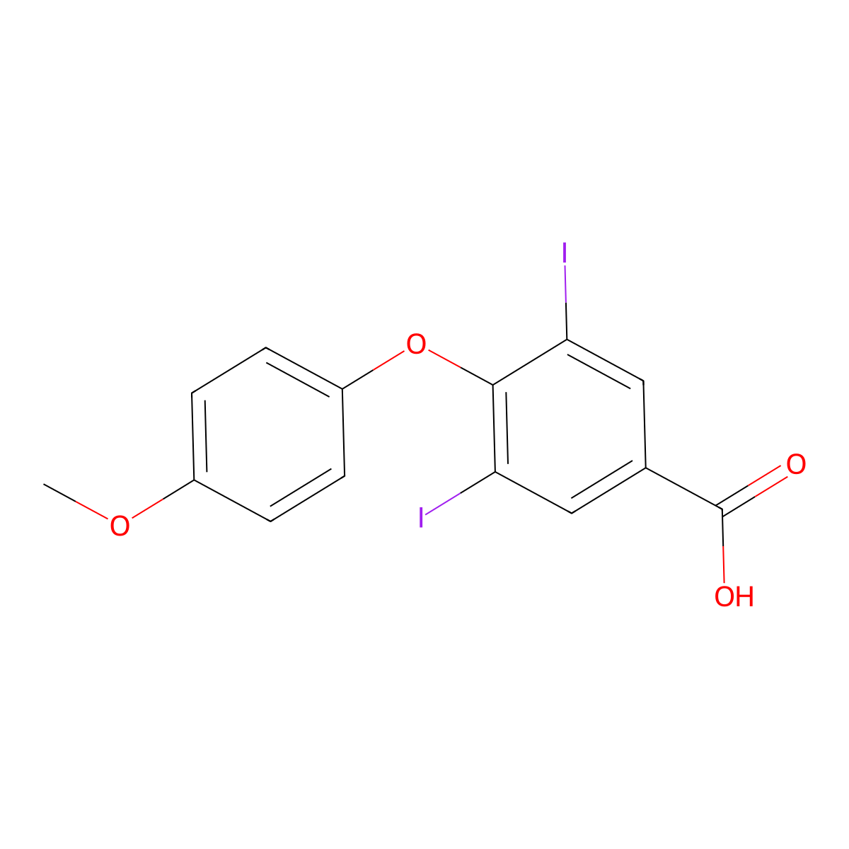 3,5-Diiodo-4(4'-methoxyphenoxy)benzoic acid molecular structure, CAS 34043-77-1