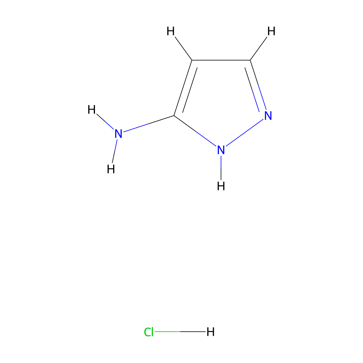 1H-pyrazol-3-amine hydrochloride molecular structure, CAS 34045-29-9