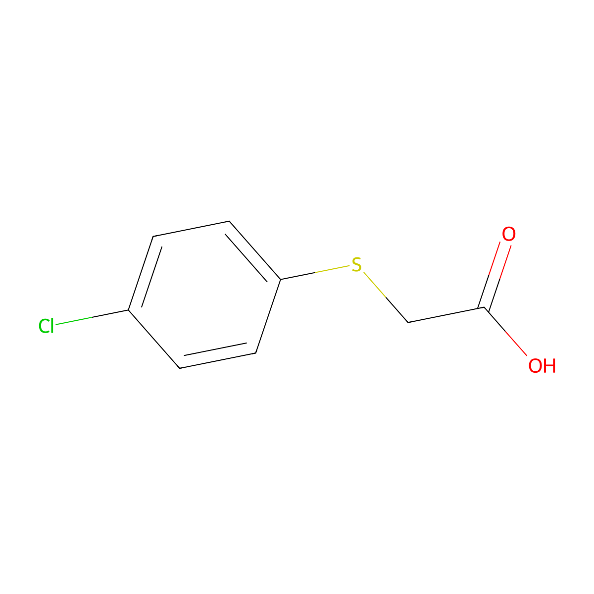 2-((4-Chlorophenyl)sulfanyl)acetic acid molecular structure, CAS 3405-88-7