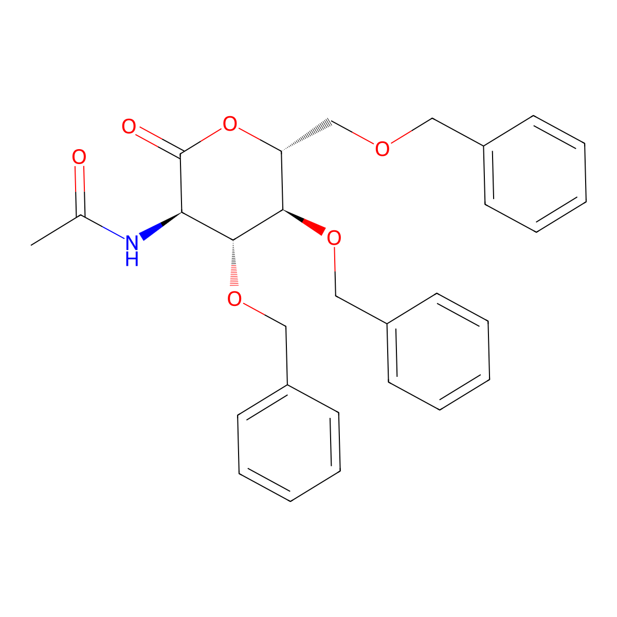 2-Acetamido-3,4,6-tri-O-benzyl-2-deoxy-D-glucono-1,5-lactone molecular structure, CAS 34051-37-1