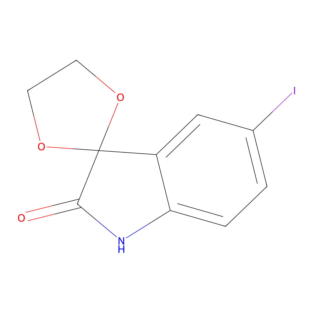 5'-iodospiro[1,3-dioxolane-2,3'-1H-indole]-2'-one molecular structure, CAS 34058-27-0