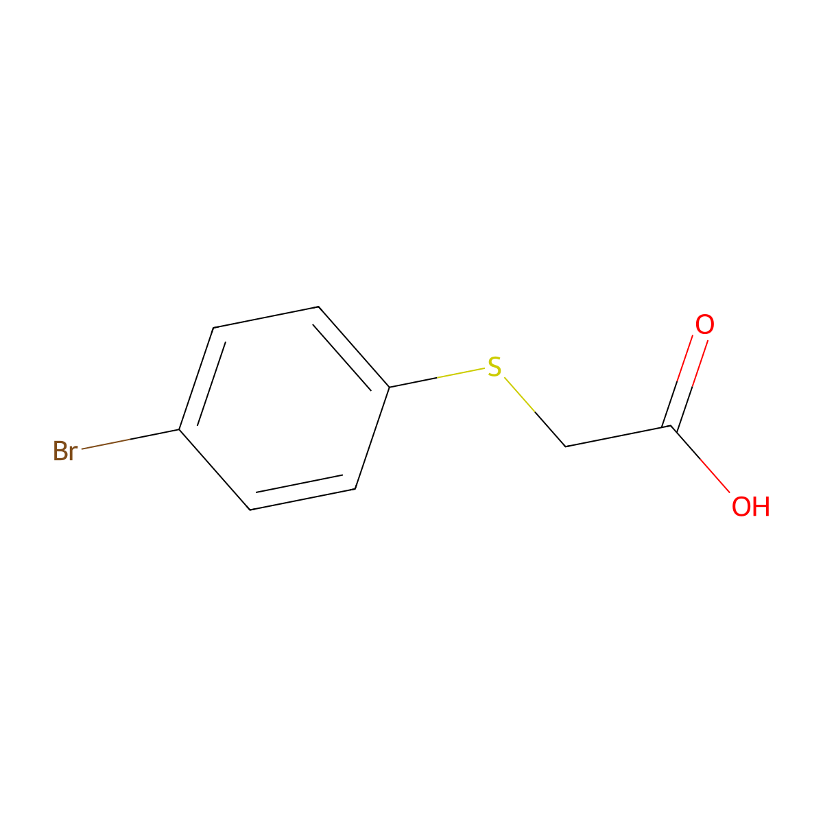 2-((4-Bromophenyl)sulfanyl)acetic acid molecular structure, CAS 3406-76-6