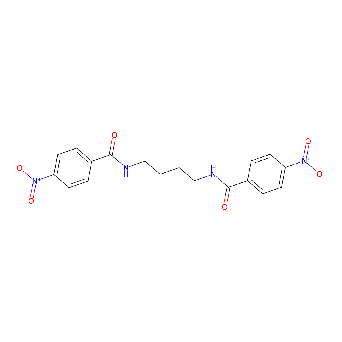 N,N'-butane-1,4-diylbis(4-nitrobenzamide) molecular structure, CAS 34062-77-6