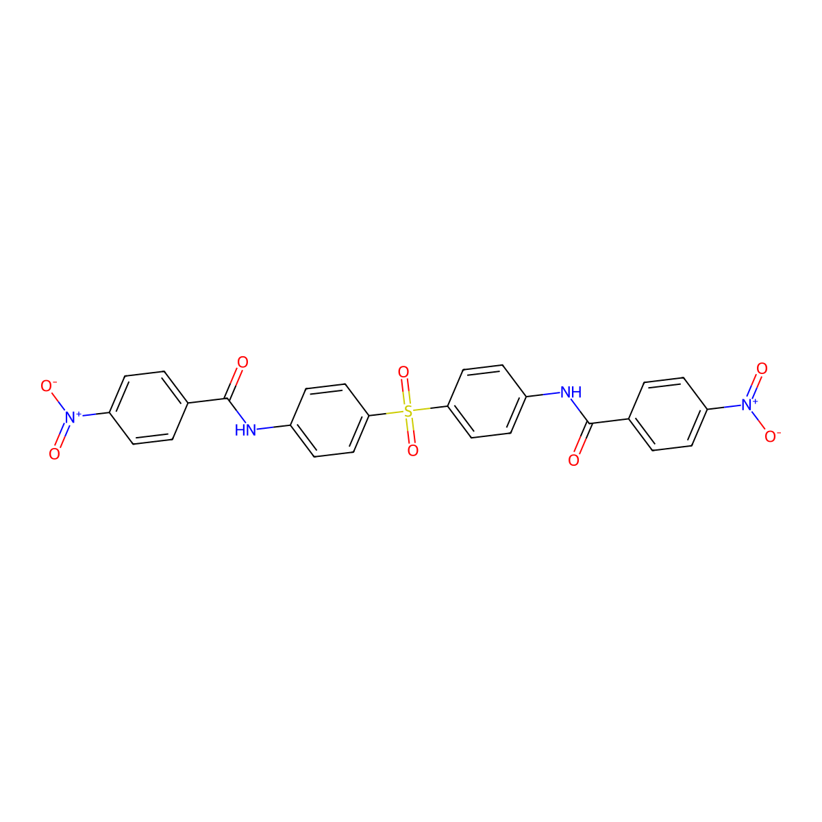 4-nitro-N-[4-[4-[(4-nitrobenzoyl)amino]phenyl]sulfonylphenyl]benzamide molecular structure, CAS 34062-82-3