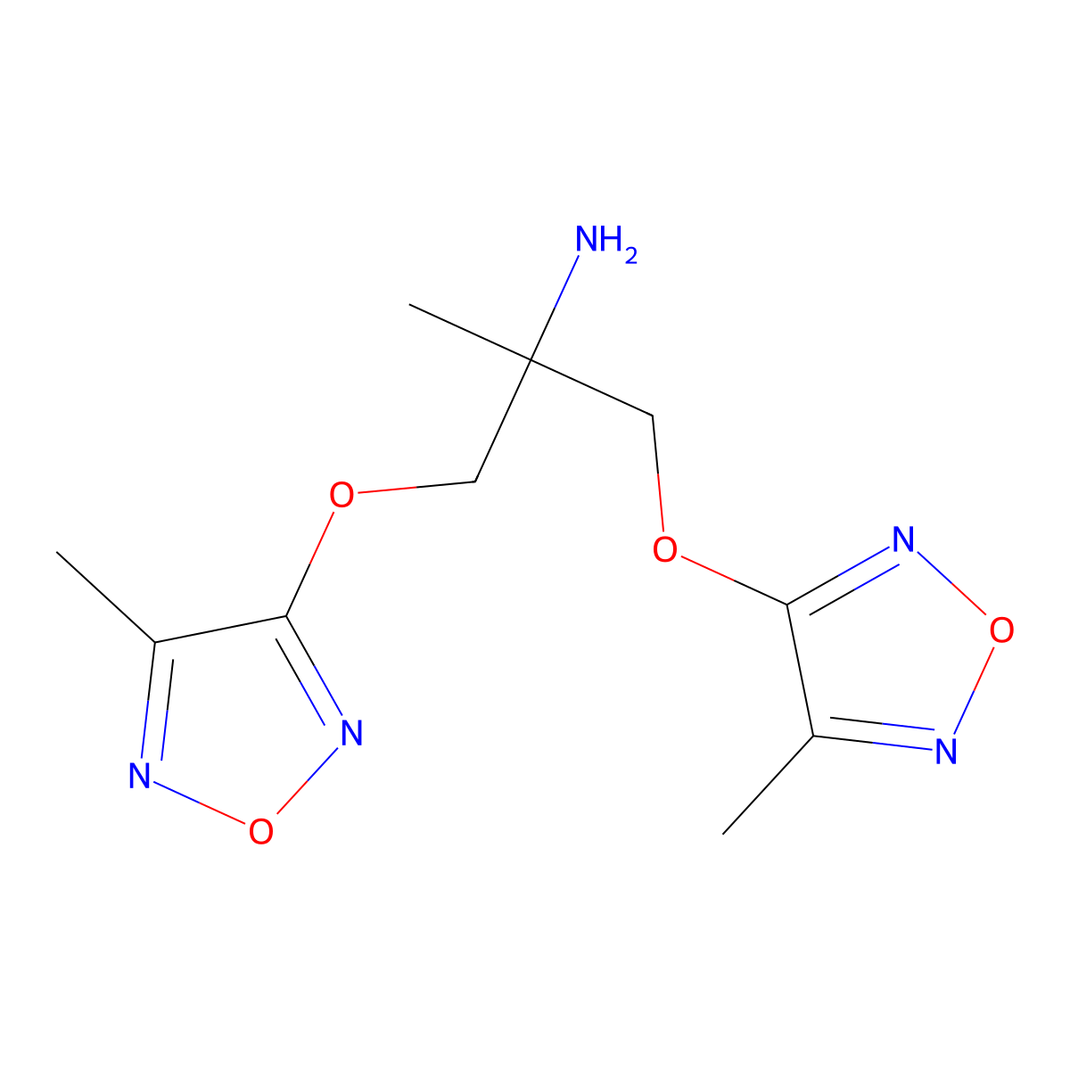1-Methyl-2-(4-methylfurazan-3-yloxy)-1-(4-methyl-furazan-3-yloxymethyl)ethylamine molecular structure, CAS 340690-79-1
