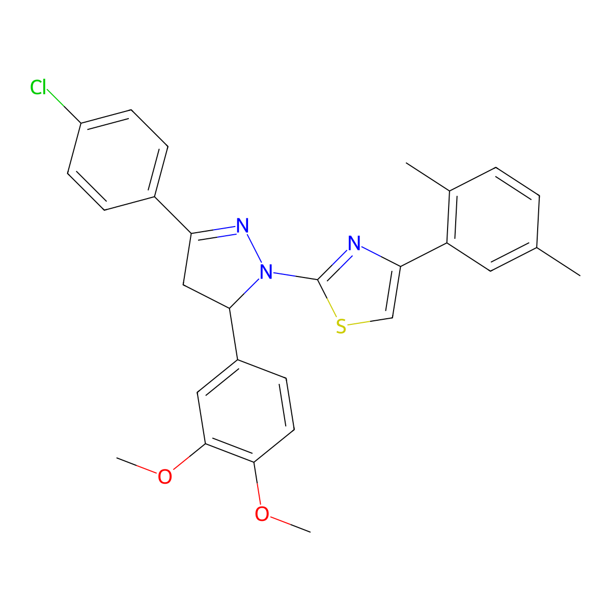 2-[3-(4-chlorophenyl)-5-(3,4-dimethoxyphenyl)-4,5-dihydro-1H-pyrazol-1-yl]-4-(2,5-dimethylphenyl)-1,3-thiazole molecular structure, CAS 340691-61-4