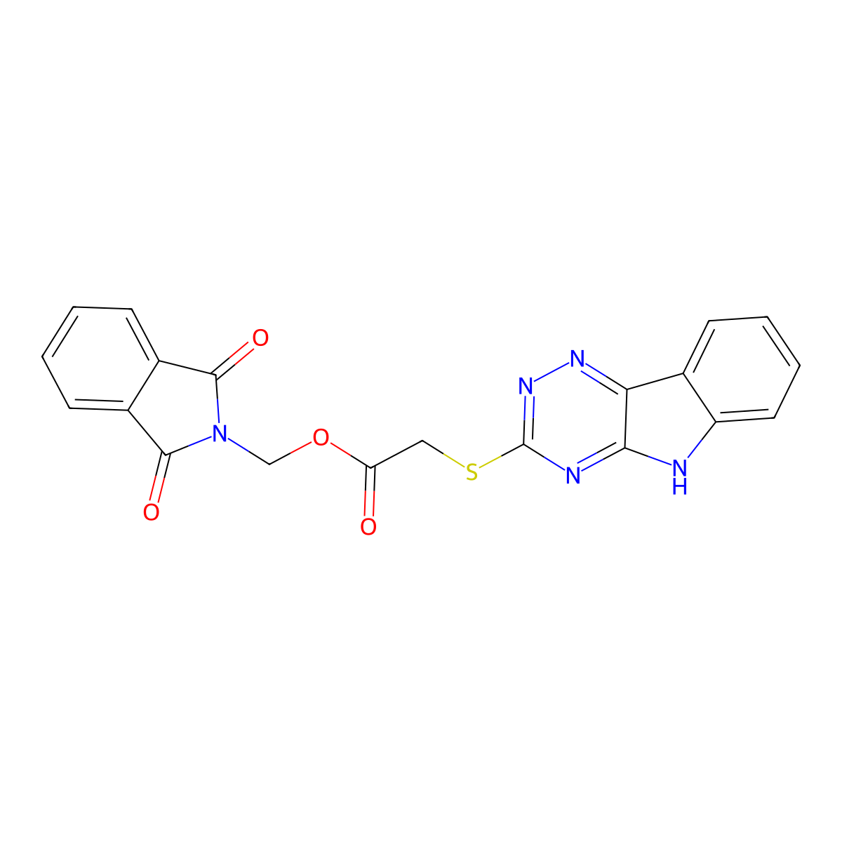 (1,3-dioxo-1,3-dihydro-2H-isoindol-2-yl)methyl (5H-[1,2,4]triazino[5,6-b]indol-3-ylsulfanyl)acetate molecular structure, CAS 340691-75-0