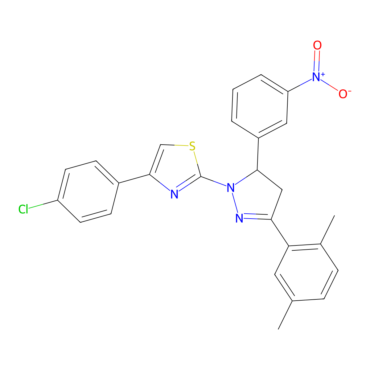 4-(4-Chlorophenyl)-2-[5-(2,5-dimethylphenyl)-3-(3-nitrophenyl)-3,4-dihydropyrazol-2-yl]-1,3-thiazole molecular structure, CAS 340693-86-9