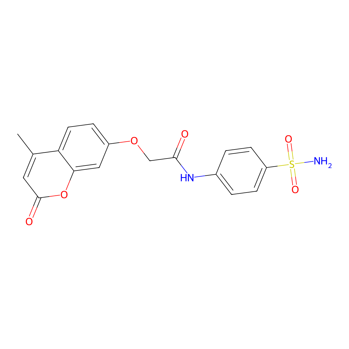 2-(4-methyl-2-oxochromen-7-yl)oxy-N-(4-sulfamoylphenyl)acetamide molecular structure, CAS 340694-25-9
