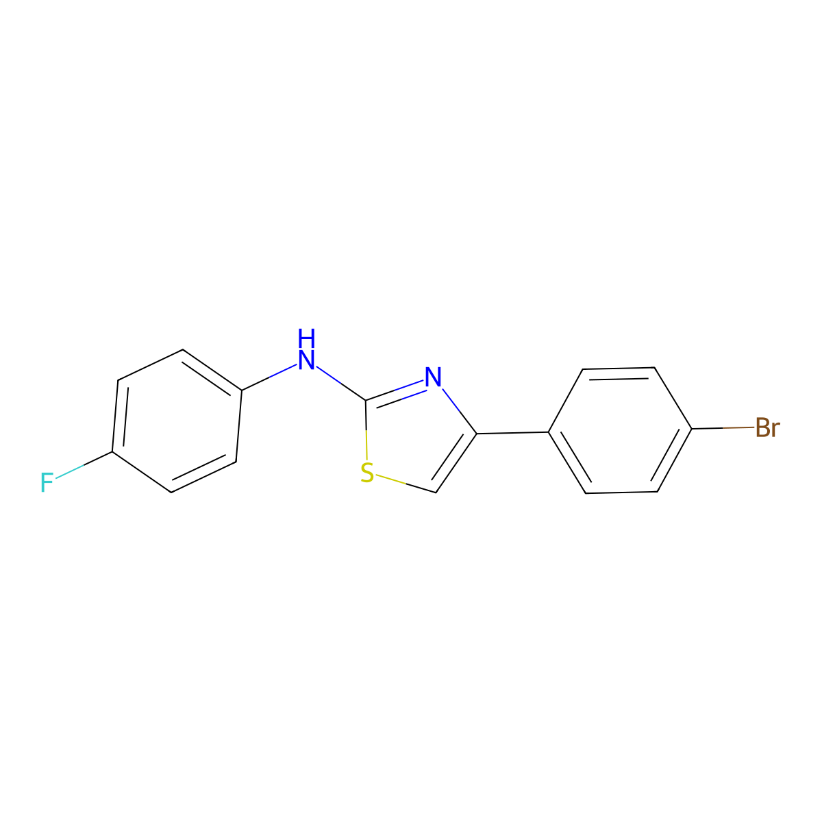 4-(4-Bromophenyl)-N-(4-fluorophenyl)-1,3-thiazol-2-amine molecular structure, CAS 340695-51-4