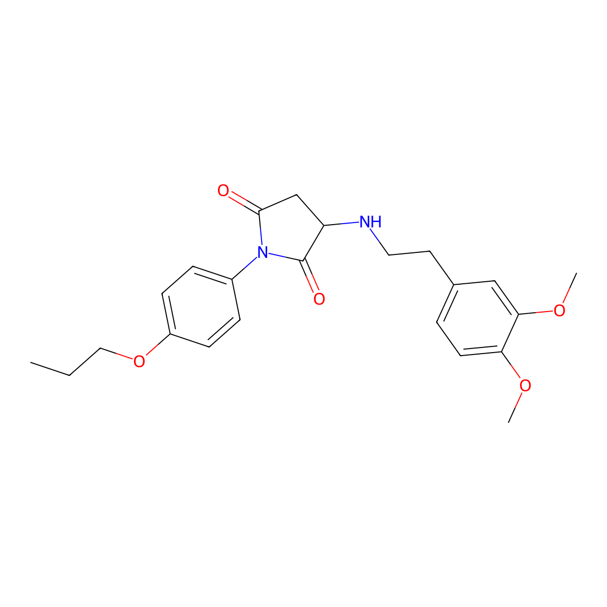 3-{[2-(3,4-Dimethoxyphenyl)ethyl]amino}-1-(4-propoxyphenyl)pyrrolidine-2,5-dione molecular structure, CAS 340696-61-9