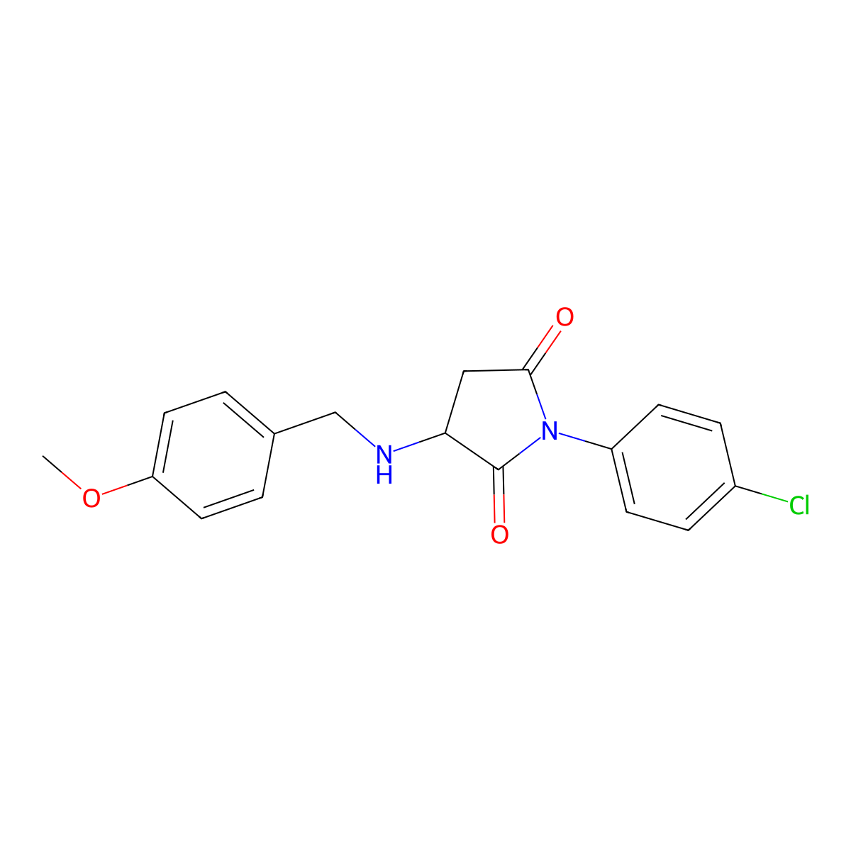 1-(4-Chlorophenyl)-3-[(4-methoxybenzyl)amino]pyrrolidine-2,5-dione molecular structure, CAS 340696-62-0