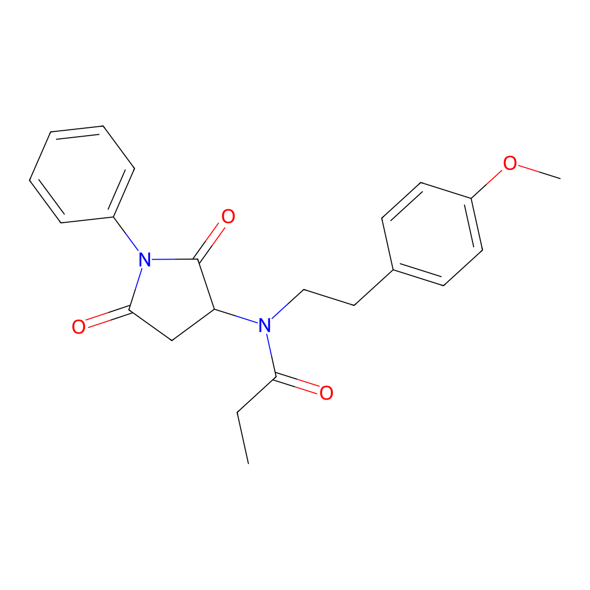 N-(2,5-dioxo-1-phenylpyrrolidin-3-yl)-N-[2-(4-methoxyphenyl)ethyl]propanamide molecular structure, CAS 340696-86-8
