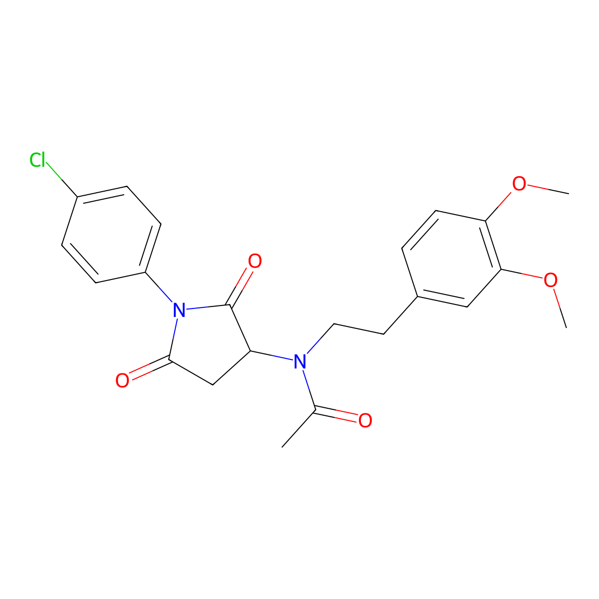 N-[1-(4-chlorophenyl)-2,5-dioxopyrrolidin-3-yl]-N-[2-(3,4-dimethoxyphenyl)ethyl]acetamide molecular structure, CAS 340696-89-1