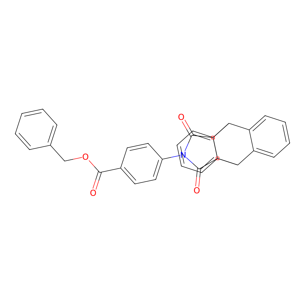 Benzyl 4-(16,18-dioxo-17-azapentacyclo[6.6.5.0~2,7~.0~9,14~.0~15,19~]nonadeca-2,4,6,9,11,13-hexaen-17-yl)benzoate (non-preferred name) molecular structure, CAS 340696-95-9