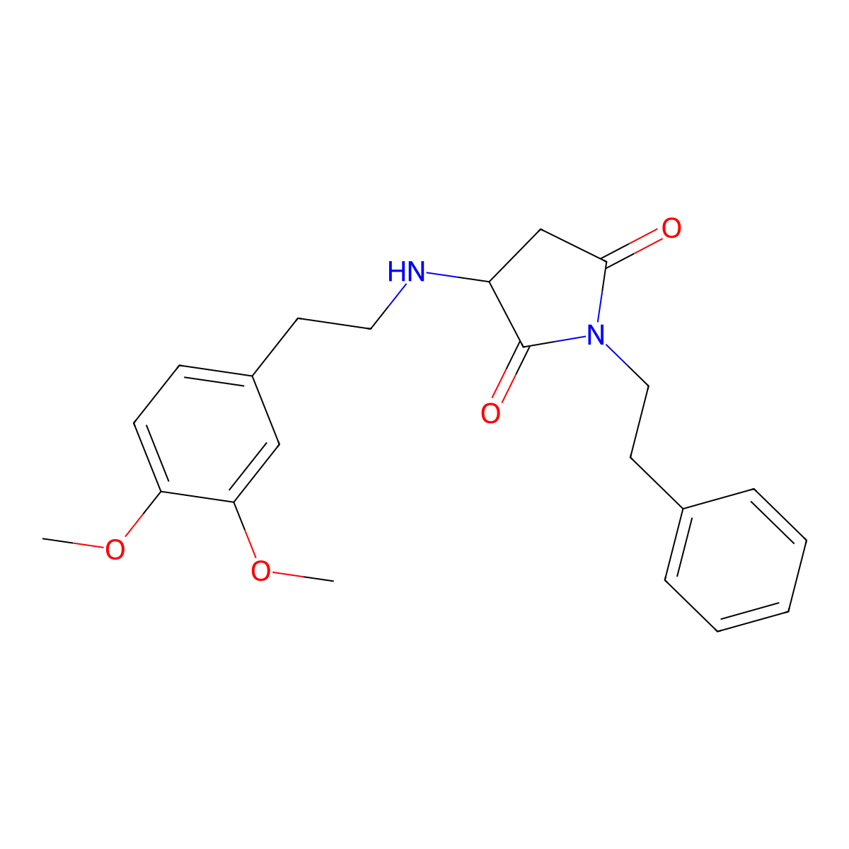 3-{[2-(3,4-Dimethoxyphenyl)ethyl]amino}-1-(2-phenylethyl)pyrrolidine-2,5-dione molecular structure, CAS 340703-41-5