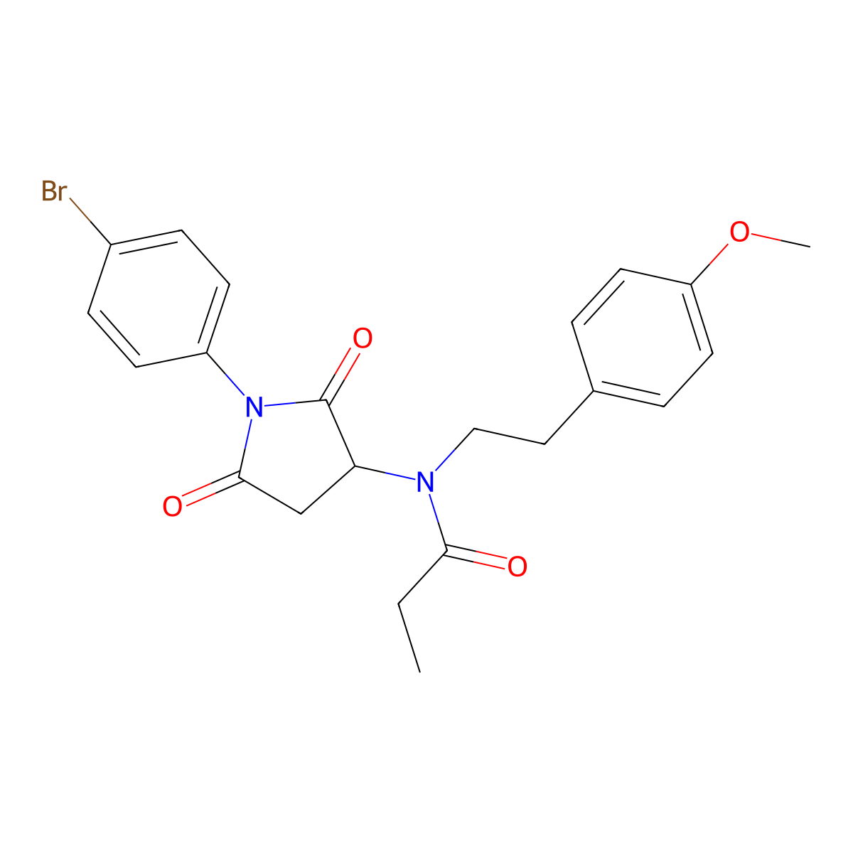 N-[1-(4-bromophenyl)-2,5-dioxopyrrolidin-3-yl]-N-[2-(4-methoxyphenyl)ethyl]propanamide molecular structure, CAS 340703-47-1