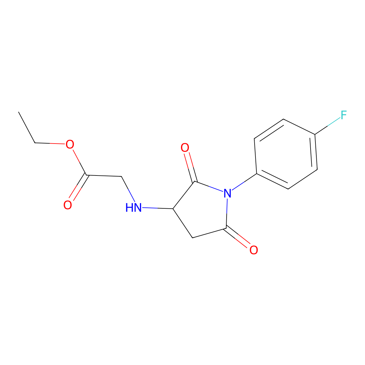 ethyl N-[1-(4-fluorophenyl)-2,5-dioxopyrrolidin-3-yl]glycinate molecular structure, CAS 340703-52-8