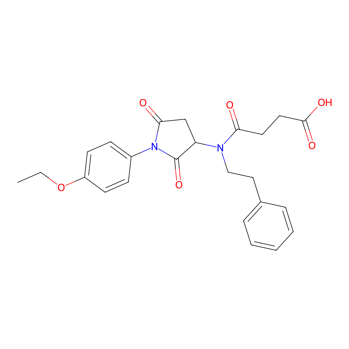 4-{[1-(4-Ethoxyphenyl)-2,5-dioxopyrrolidin-3-yl](2-phenylethyl)amino}-4-oxobutanoic acid molecular structure, CAS 340703-75-5