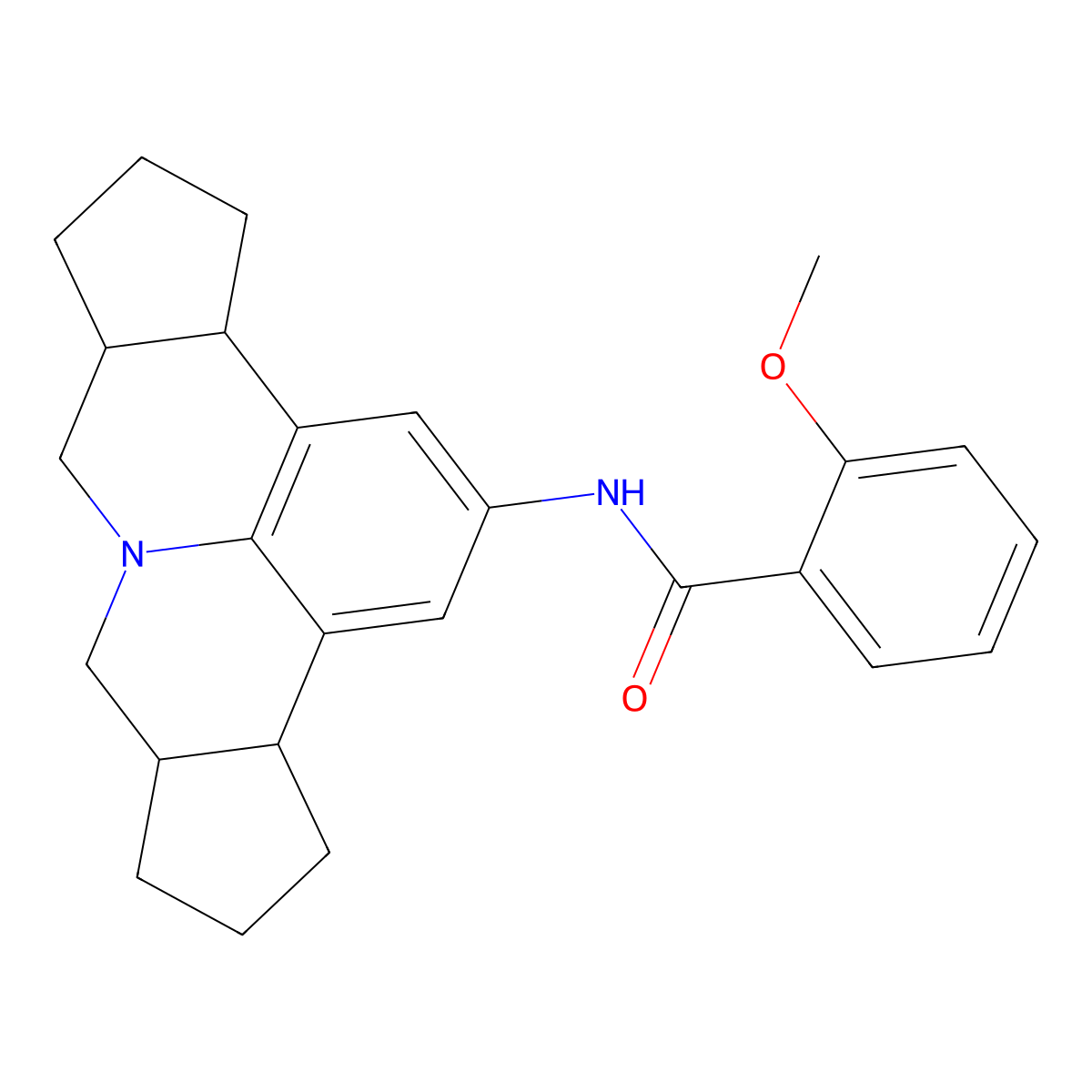 N-(3b,4,5,6,6a,7,9,9a,10,11,12,12a-dodecahydrocyclopenta[c]cyclopenta[4,5]pyrido[3,2,1-ij]quinolin-2-yl)-2-methoxybenzamide molecular structure, CAS 340703-79-9