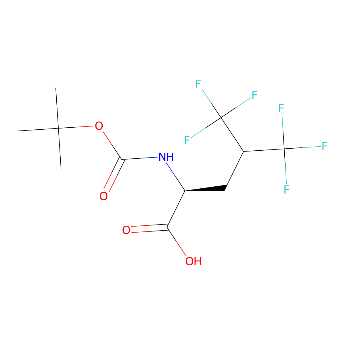 (L)-5,5,5,5',5',5'-Hexafluoroleucine, N-BOC protected molecular structure, CAS 340714-55-8