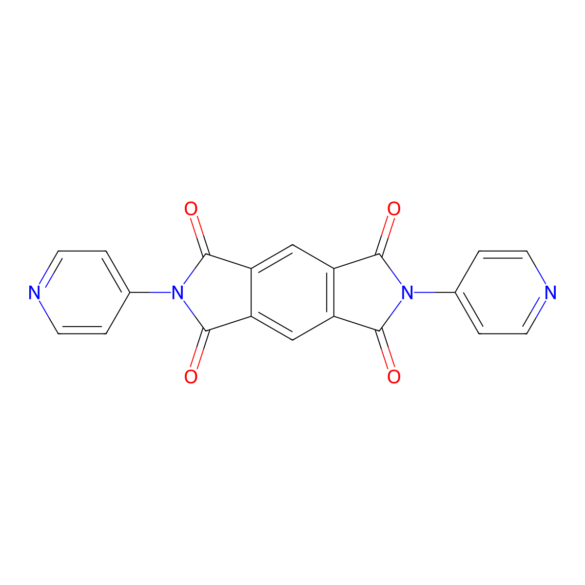 Pyrrolo[3,4-f]isoindole-1,3,5,7-tetraone, 2,6-di(pyridin-4-yl)- molecular structure, CAS 34072-51-0