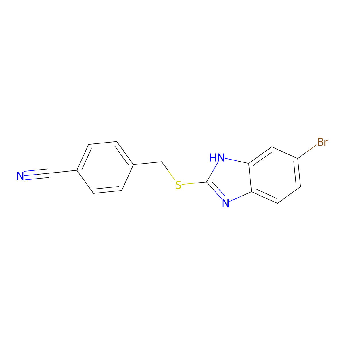 4-[(6-bromo-1H-benzimidazol-2-yl)sulfanylmethyl]benzonitrile molecular structure, CAS 340739-52-8