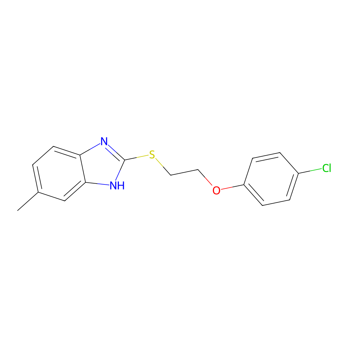 2-{[2-(4-chlorophenoxy)ethyl]sulfanyl}-5-methyl-1H-1,3-benzodiazole molecular structure, CAS 340739-82-4